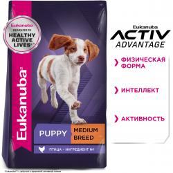 Eukanuba Puppy Medium Breed (для щенков средних пород от 1 до 12 месяцев, с птицей)